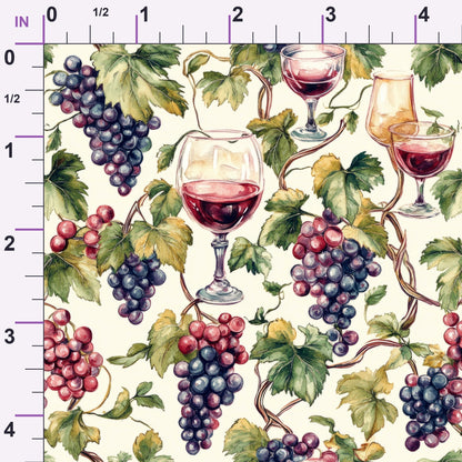 Grapes and Goblets Pattern 13 Minky Fabric