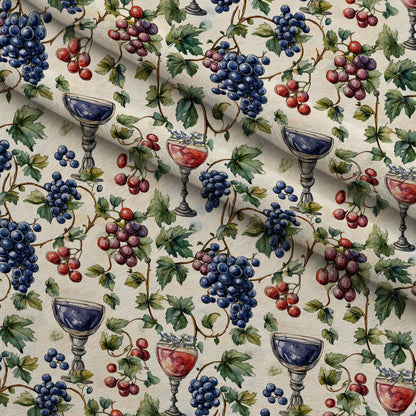 Grapes and Goblets Pattern 2 Minky Fabric