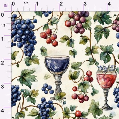 Grapes and Goblets Pattern 2 Minky Fabric