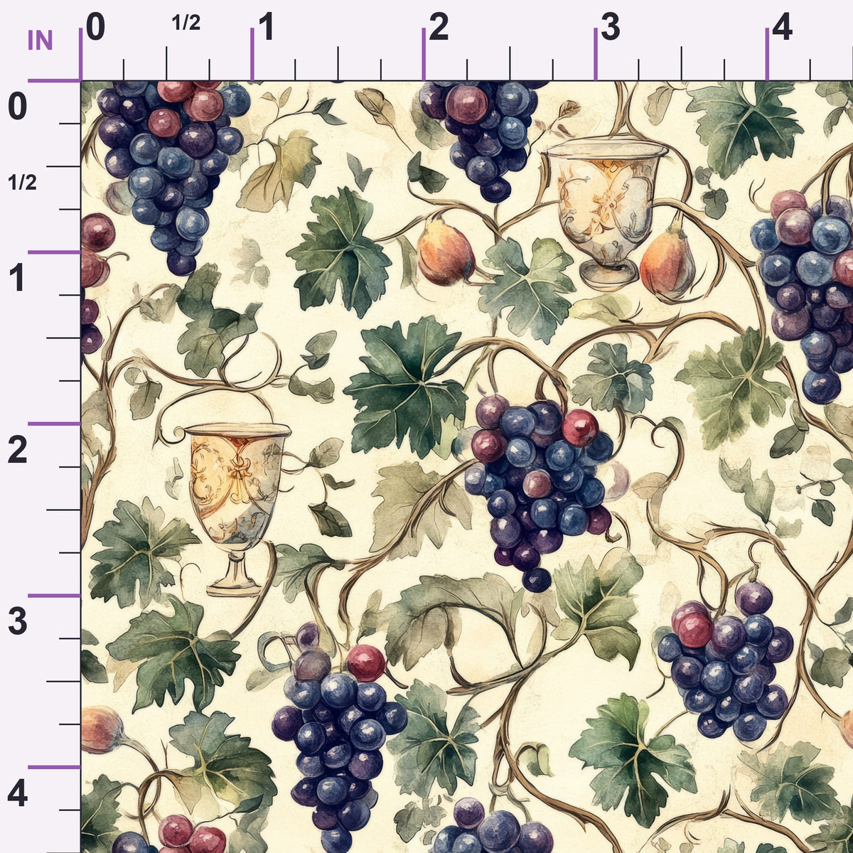 Grapes and Goblets Pattern 3 Minky Fabric