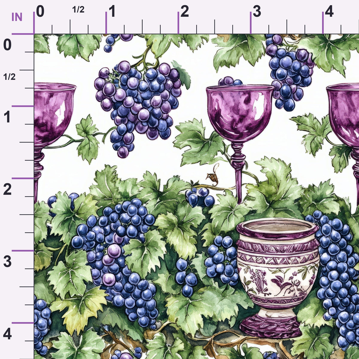 Grapes and Goblets Pattern 5 Minky Fabric