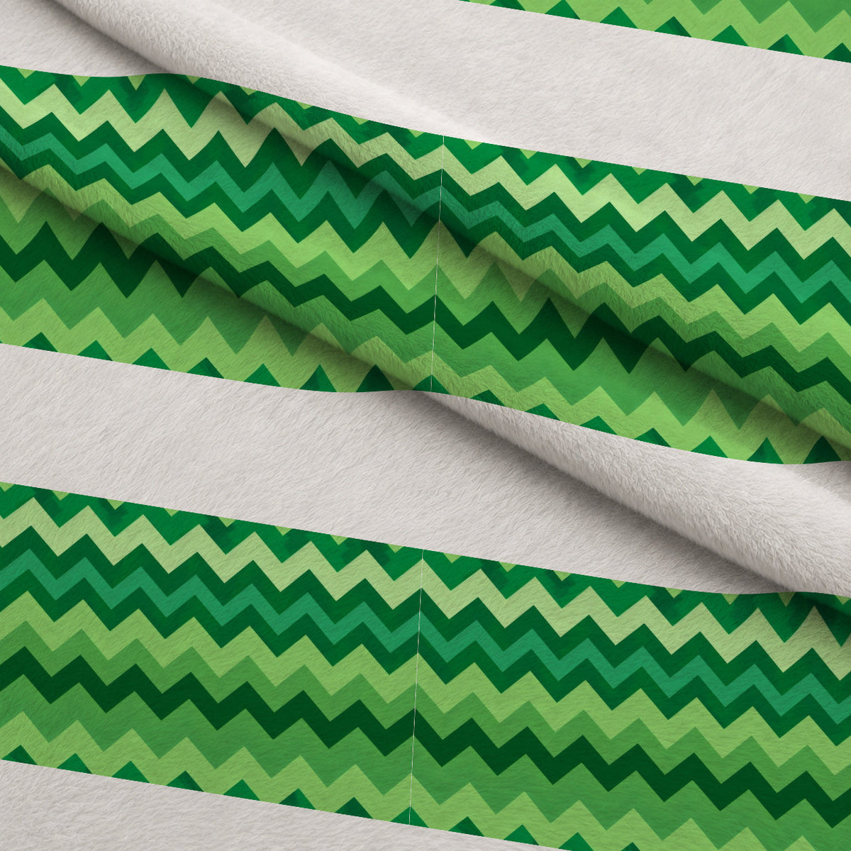 Green Chevron Pattern Minky Fabric