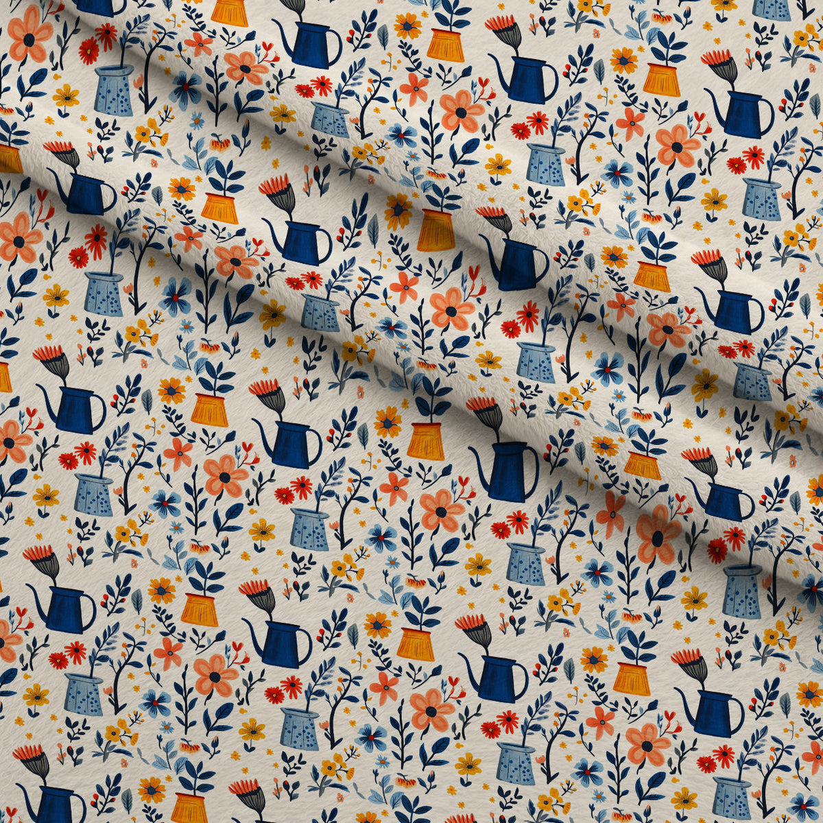 Green Thumb Blooms Pattern 5 Minky Fabric