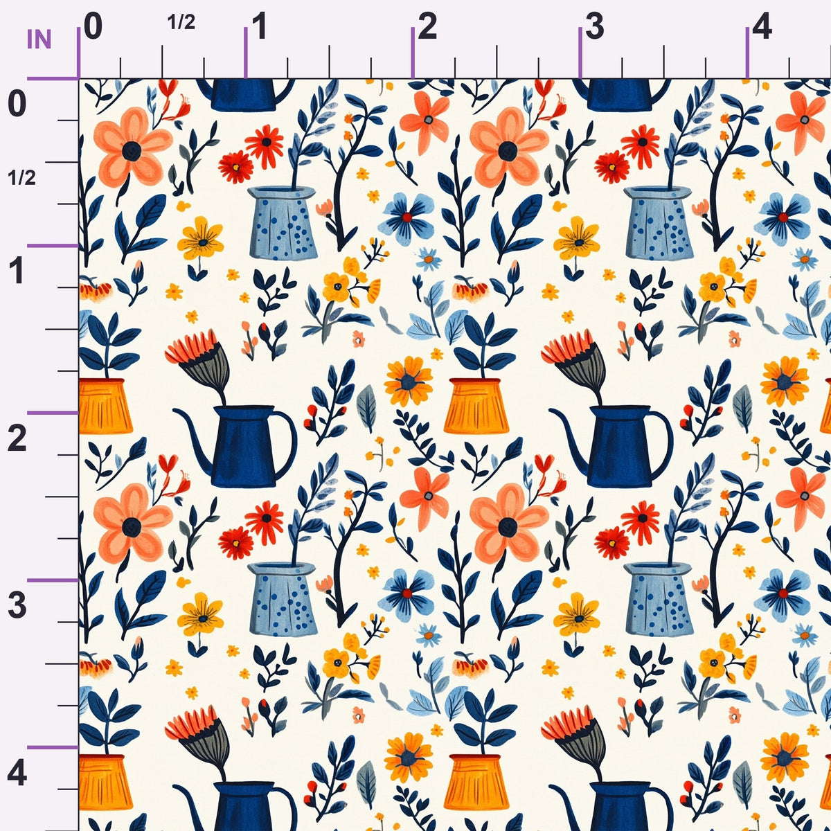 Green Thumb Blooms Pattern 5 Minky Fabric