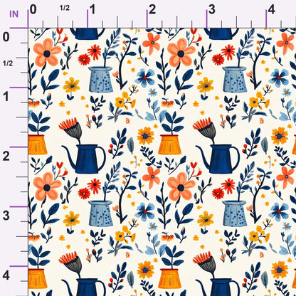 Green Thumb Blooms Pattern 5 Minky Fabric