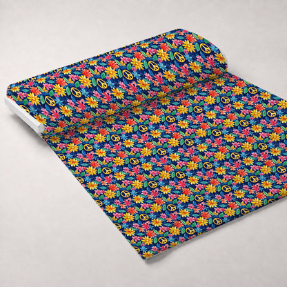 Groovy Peace Blooms Pattern 1 Minky Fabric