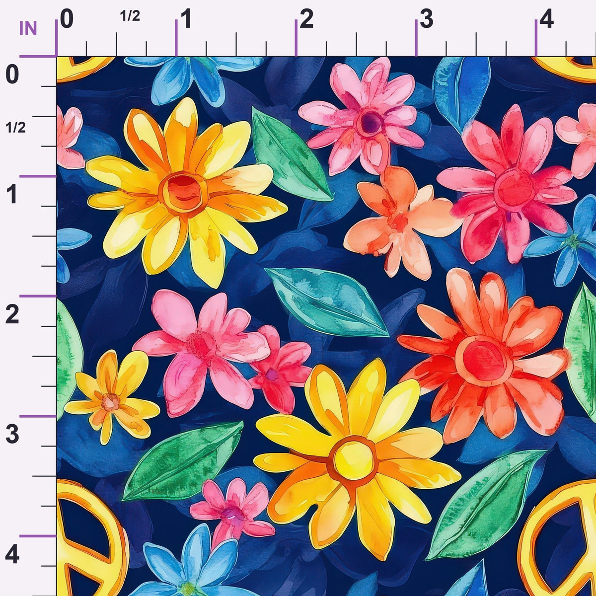 Groovy Peace Blooms Pattern 1 Minky Fabric
