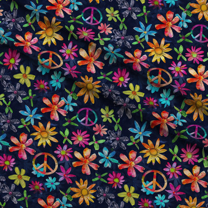 Groovy Peace Blooms Pattern 10 Minky Fabric