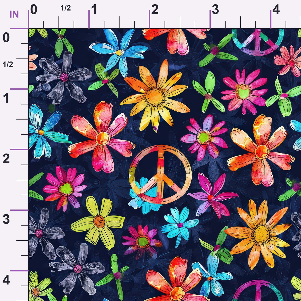 Groovy Peace Blooms Pattern 10 Minky Fabric