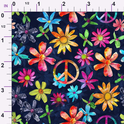 Groovy Peace Blooms Pattern 10 Minky Fabric