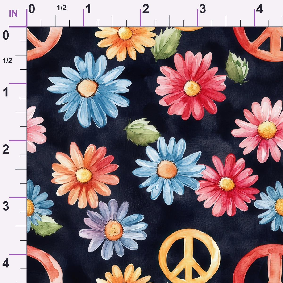 Groovy Peace Blooms Pattern 11 Minky Fabric