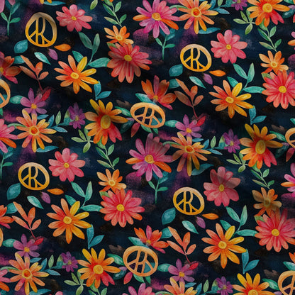 Groovy Peace Blooms Pattern 12 Minky Fabric
