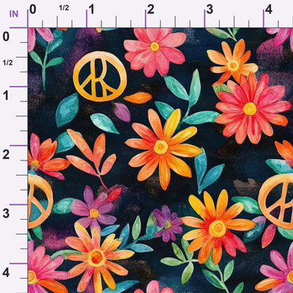 Groovy Peace Blooms Pattern 12 Minky Fabric