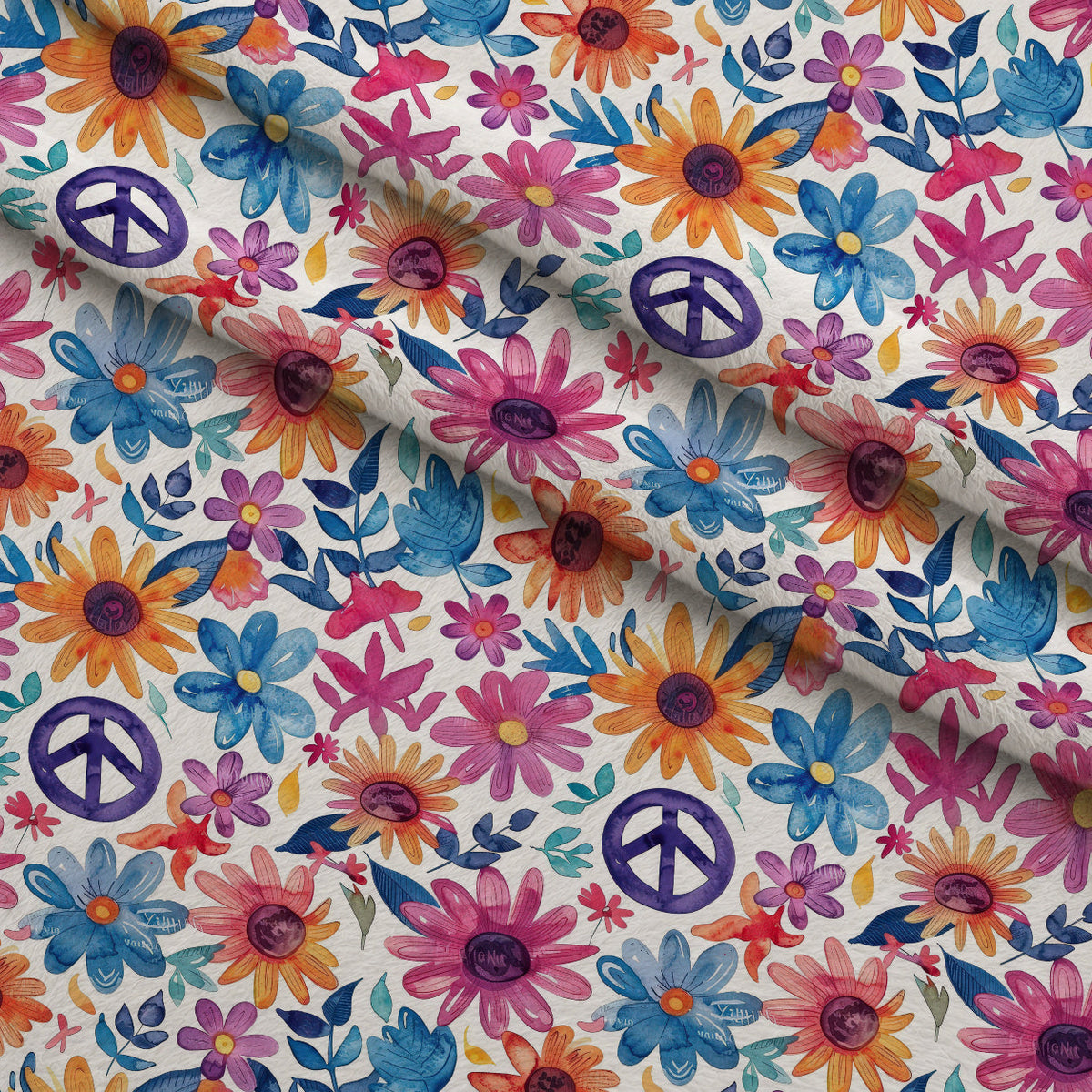 Groovy Peace Blooms Pattern 2 Minky Fabric