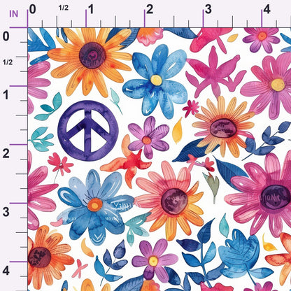Groovy Peace Blooms Pattern 2 Minky Fabric