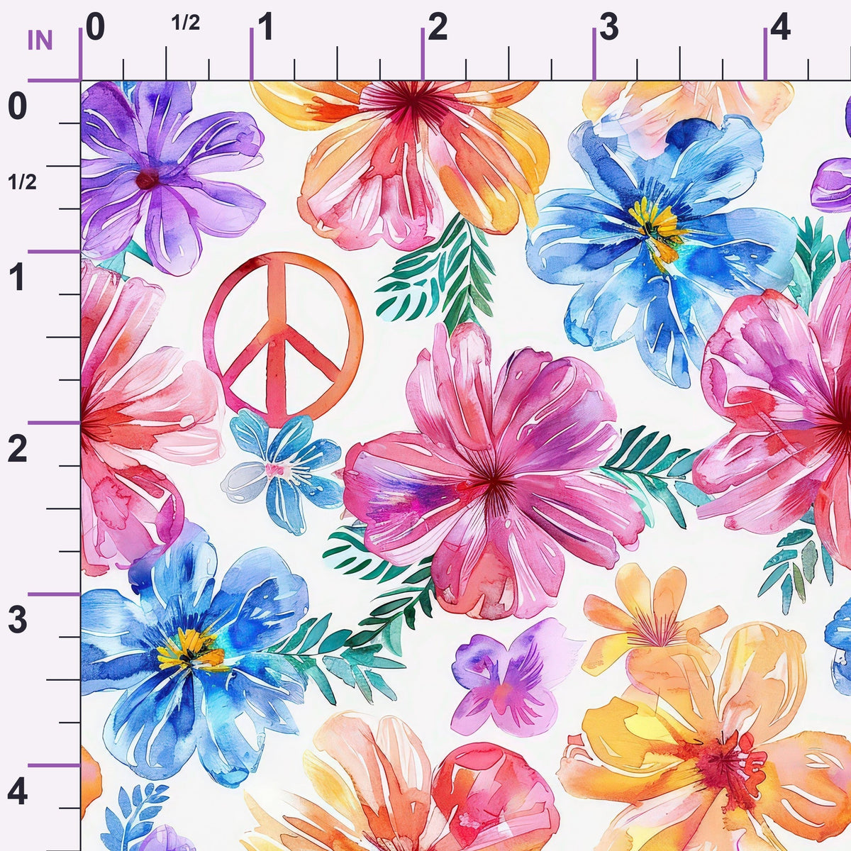 Groovy Peace Blooms Pattern 3 Minky Fabric