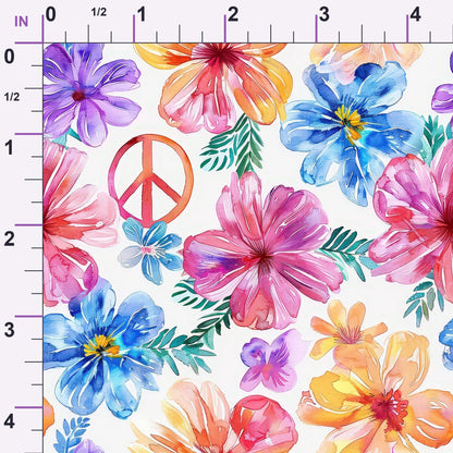 Groovy Peace Blooms Pattern 3 Minky Fabric