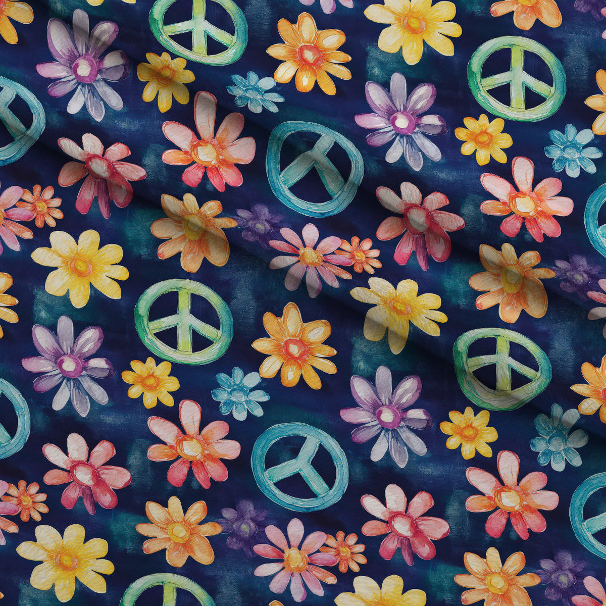 Groovy Peace Blooms Pattern 4 Minky Fabric