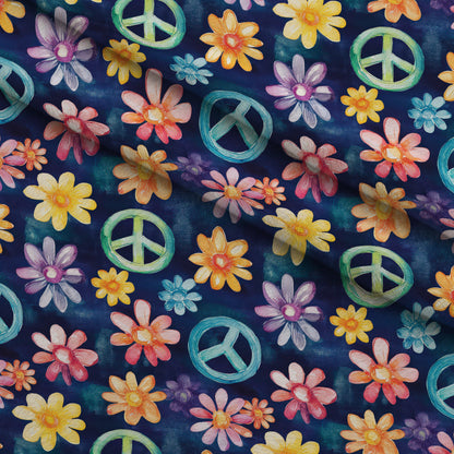Groovy Peace Blooms Pattern 4 Minky Fabric
