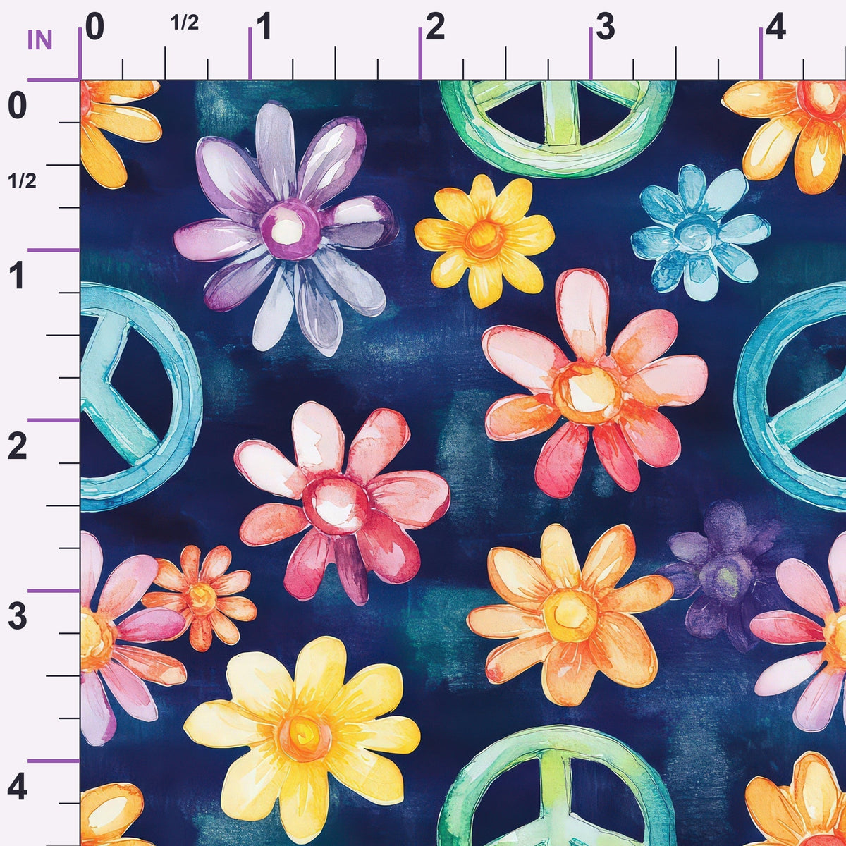Groovy Peace Blooms Pattern 4 Minky Fabric
