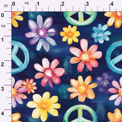 Groovy Peace Blooms Pattern 4 Minky Fabric