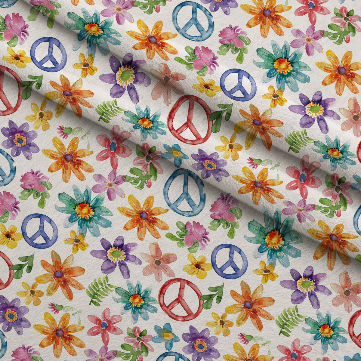 Groovy Peace Blooms Pattern 6 Minky Fabric
