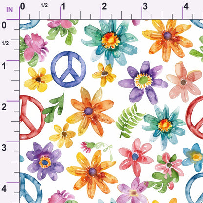Groovy Peace Blooms Pattern 6 Minky Fabric