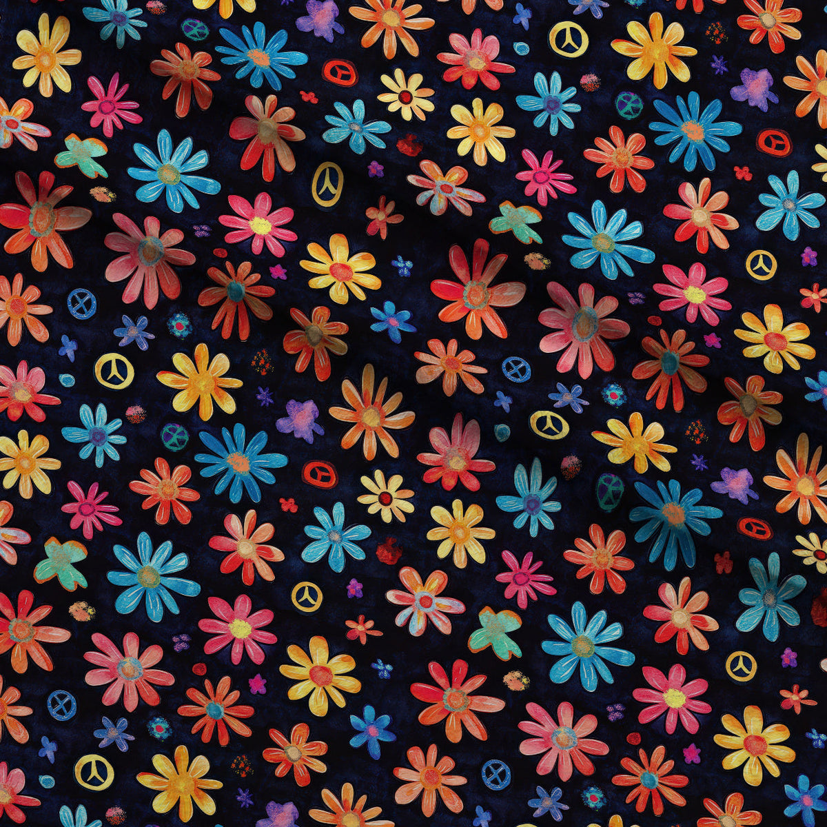 Groovy Peace Blooms Pattern 7 Minky Fabric