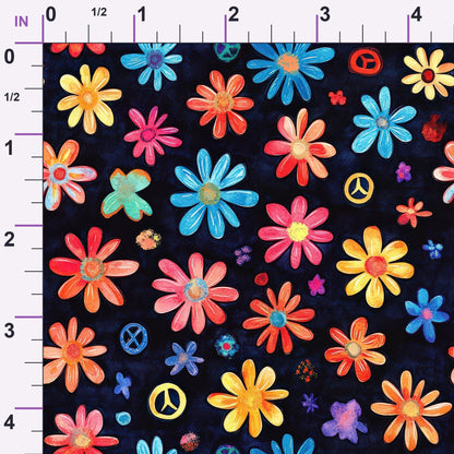 Groovy Peace Blooms Pattern 7 Minky Fabric