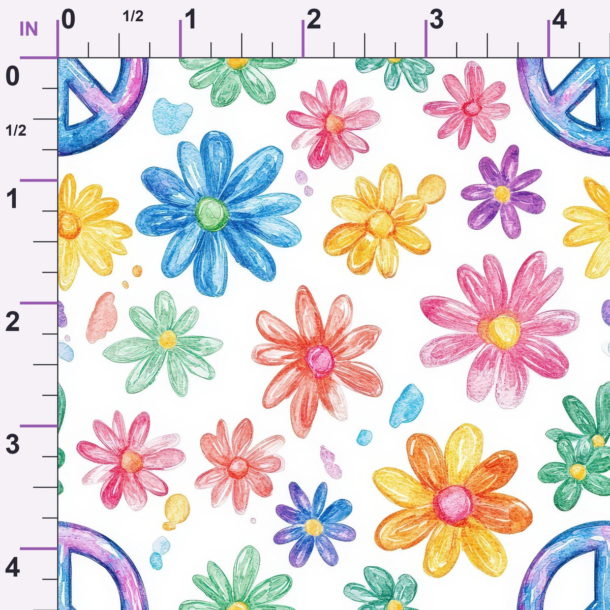 Groovy Peace Blooms Pattern 8 Minky Fabric
