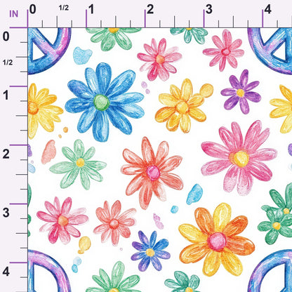 Groovy Peace Blooms Pattern 8 Minky Fabric