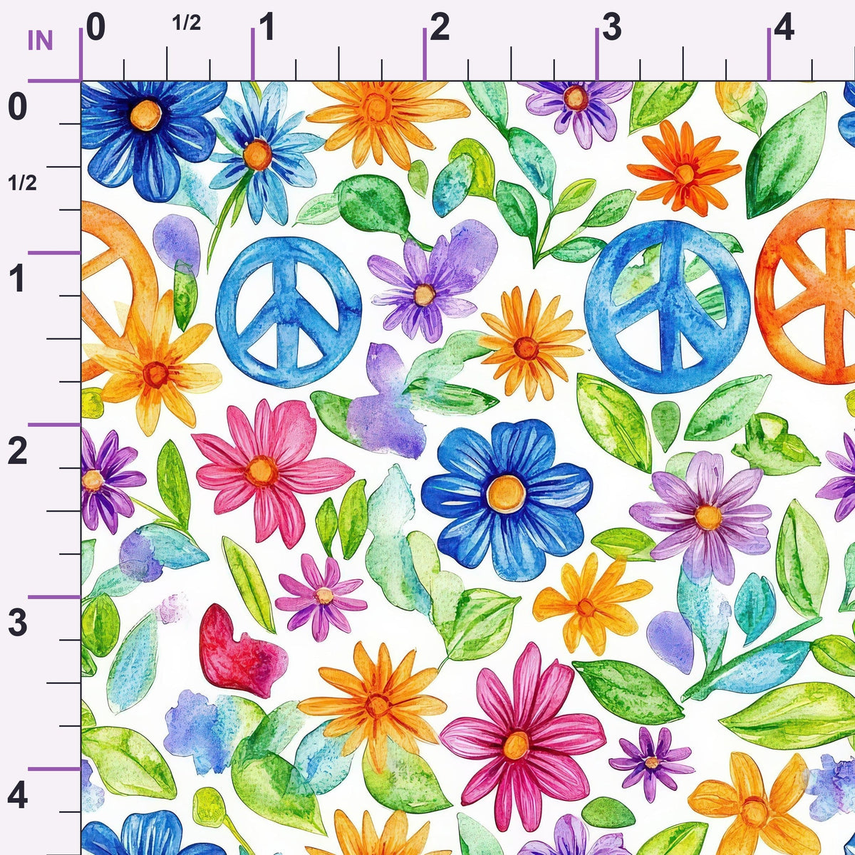 Groovy Peace Blooms Pattern 9 Minky Fabric