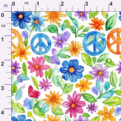 Groovy Peace Blooms Pattern 9 Minky Fabric