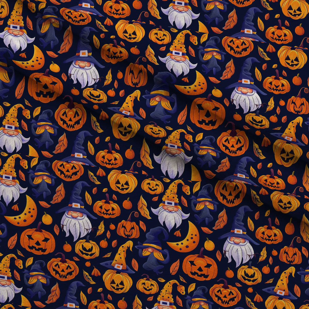 Halloween Cartoon Gnomes Minky Fabric