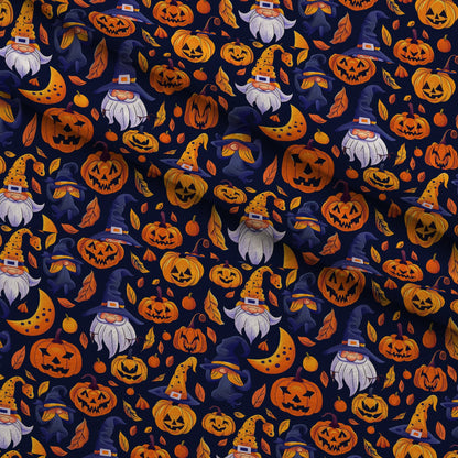 Halloween Cartoon Gnomes Minky Fabric