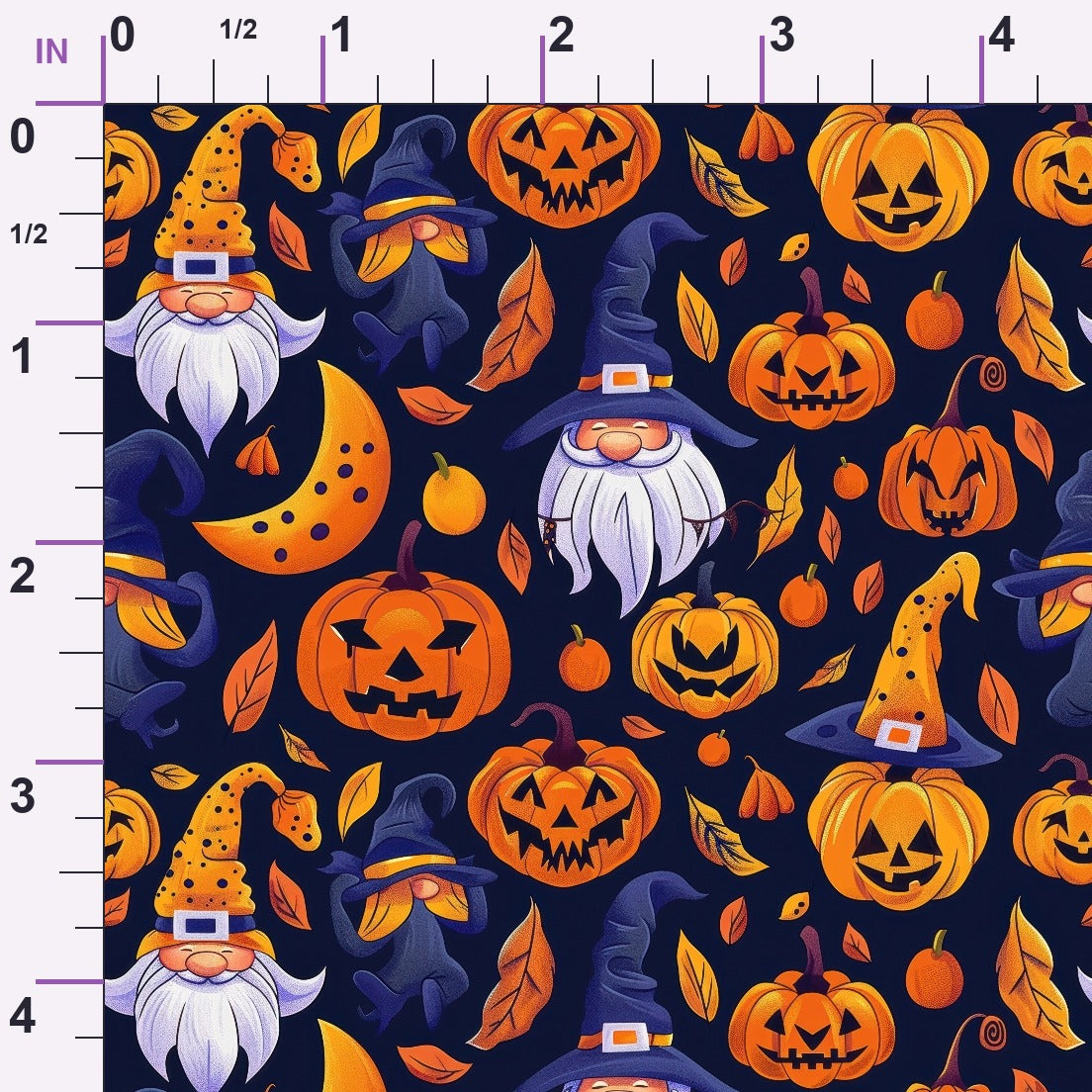 Halloween Cartoon Gnomes Minky Fabric