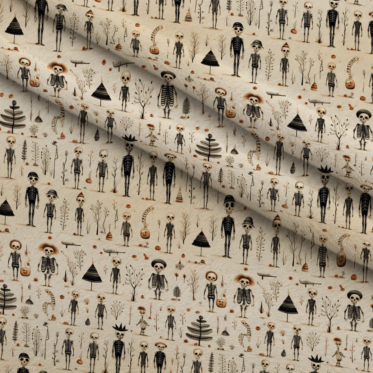 Halloween Skeleton Pattern 8 Minky Fabric