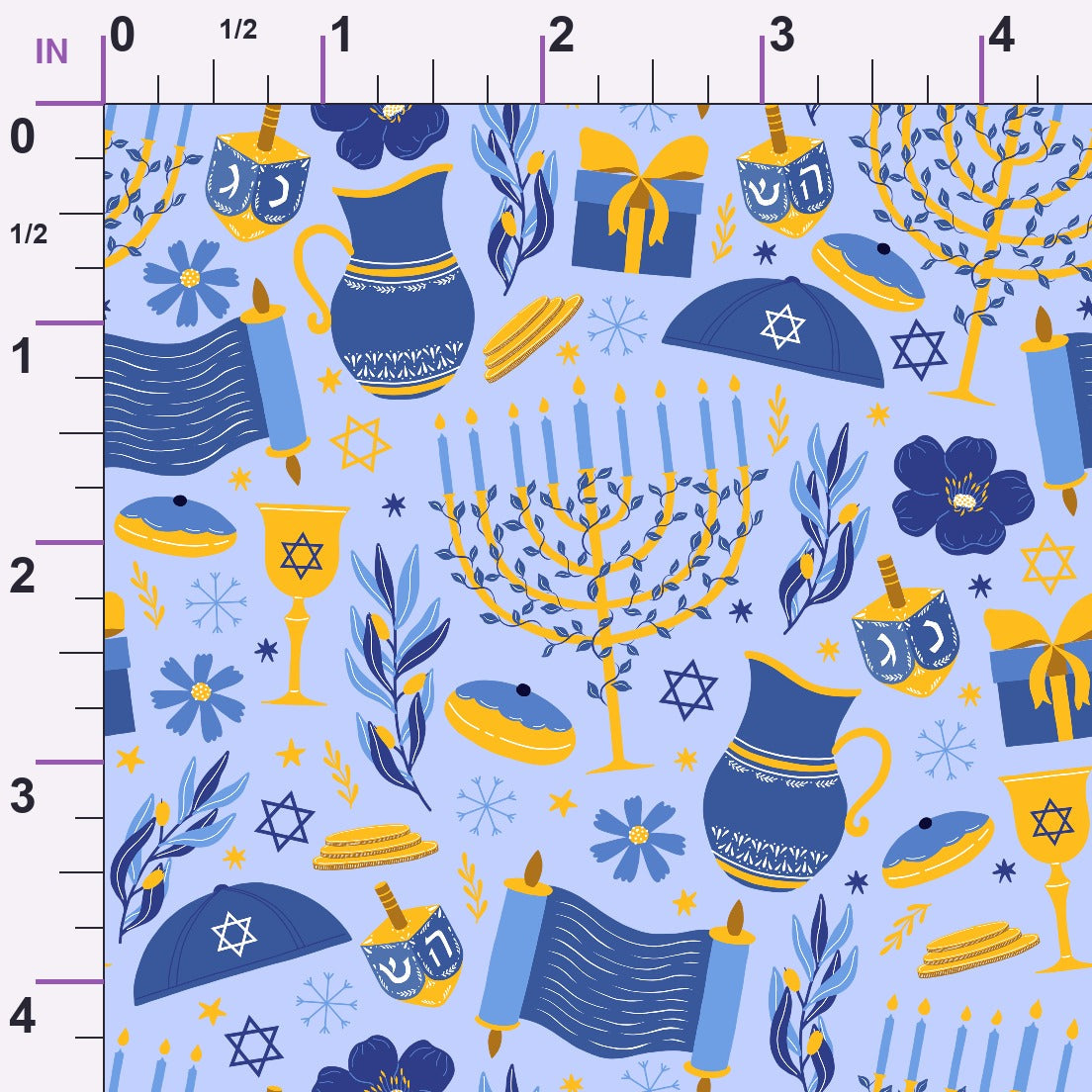 Hanukkah Gifts Pattern 11 Blue Minky Fabric