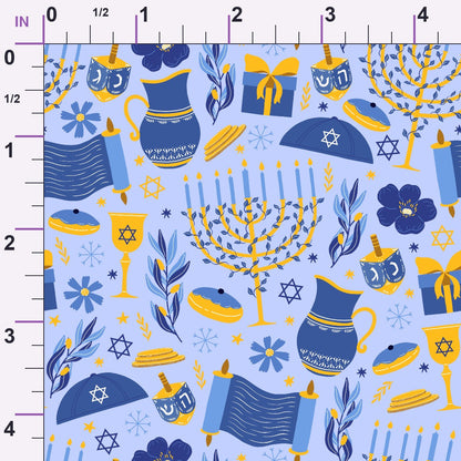 Hanukkah Gifts Pattern 11 Blue Minky Fabric