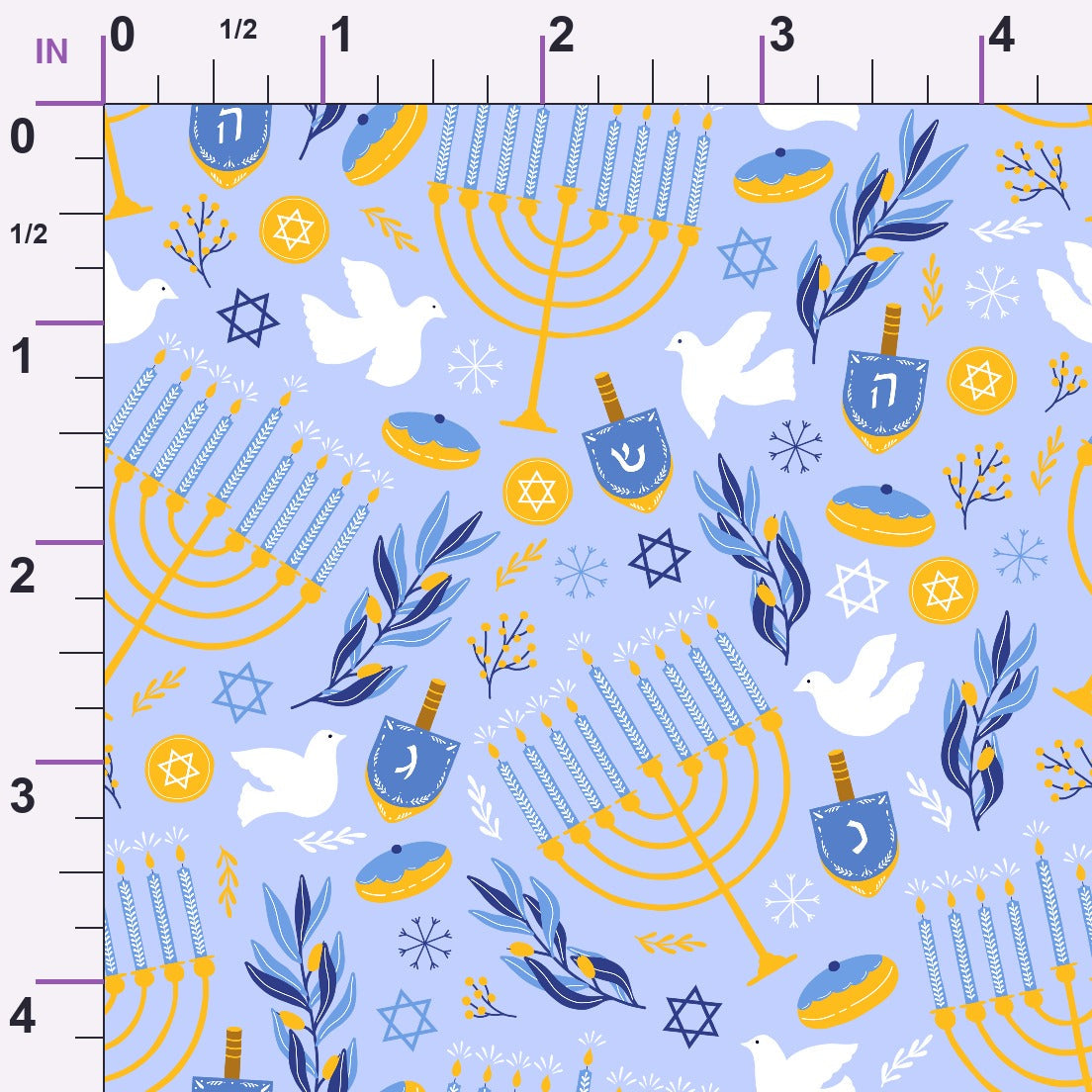 Hanukkah Gifts Pattern 2 Blue Minky Fabric
