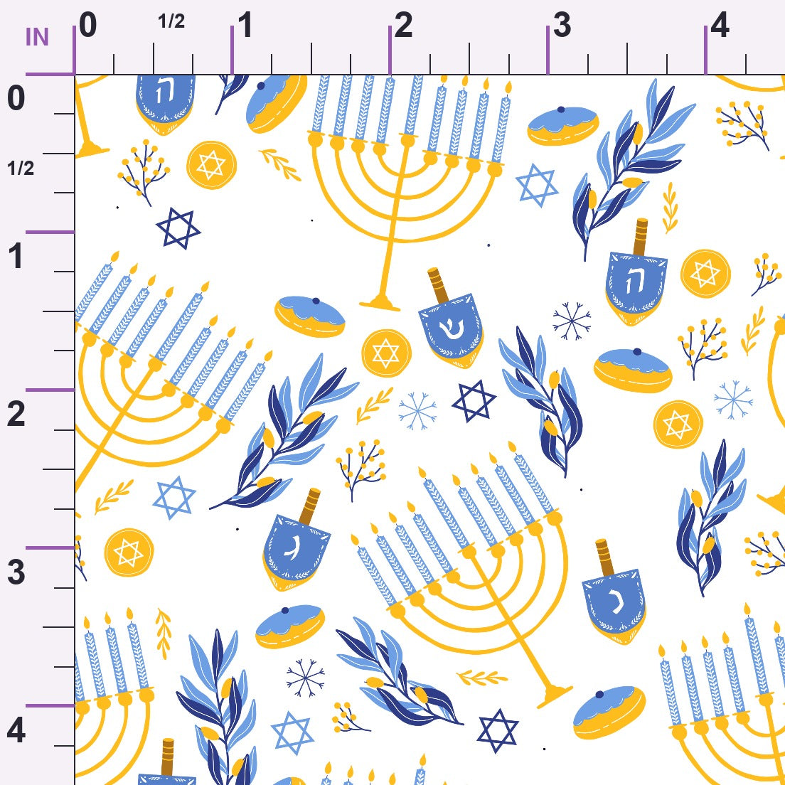 Hanukkah Gifts Pattern 2 White Minky Fabric
