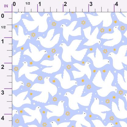 Hanukkah Gifts Pattern 6 Blue Minky Fabric