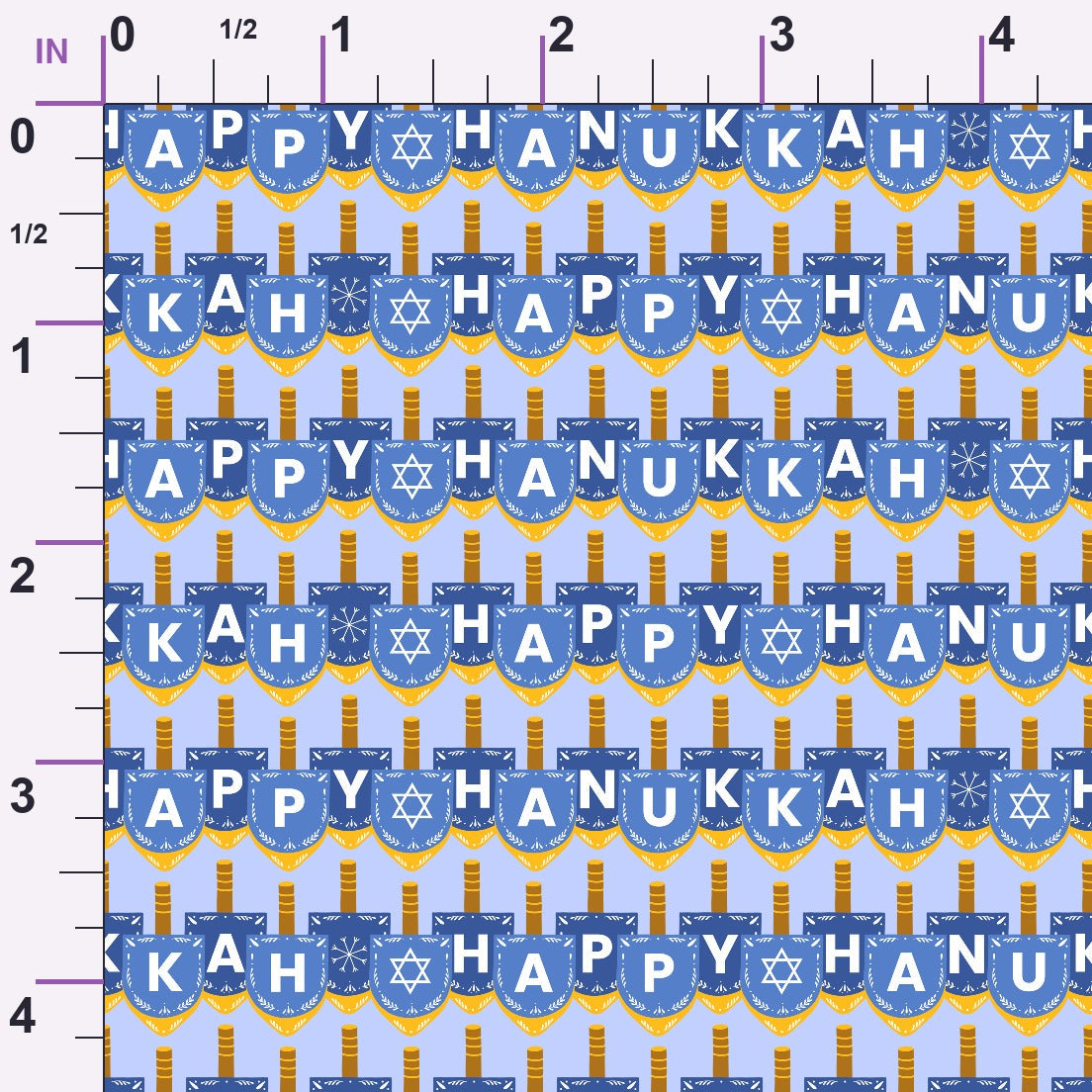 Hanukkah Gifts Pattern 8 Blue Minky Fabric