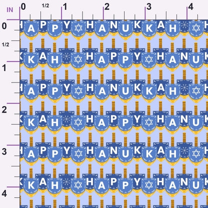 Hanukkah Gifts Pattern 8 Blue Minky Fabric