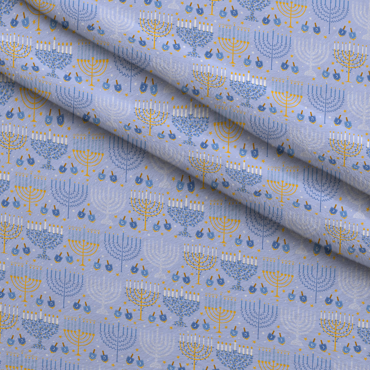 Hanukkah Gifts Pattern 9 Blue Minky Fabric