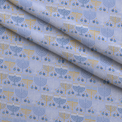 Hanukkah Gifts Pattern 9 Blue Minky Fabric
