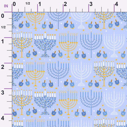 Hanukkah Gifts Pattern 9 Blue Minky Fabric