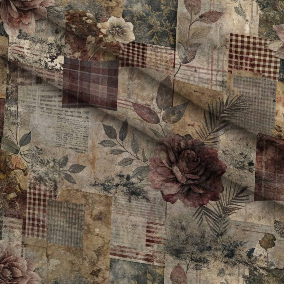 Heirloom Collage Pattern 1 Minky Fabric