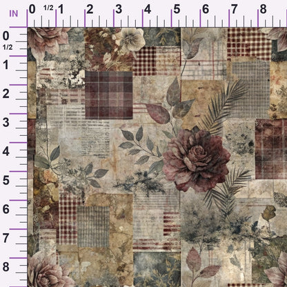 Heirloom Collage Pattern 1 Minky Fabric