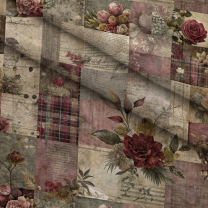 Heirloom Collage Pattern 10 Minky Fabric